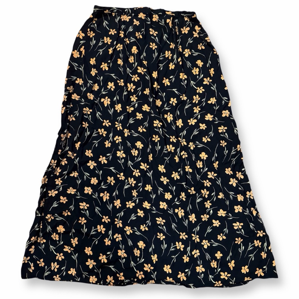 Vintage 90s Ann Taylor Loft Floral Navy Blue Skirt Fits 26” Waist